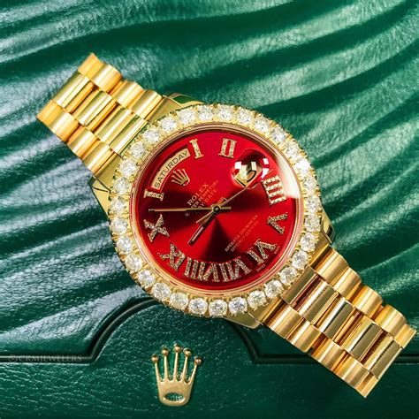 rolex red face with diamond.